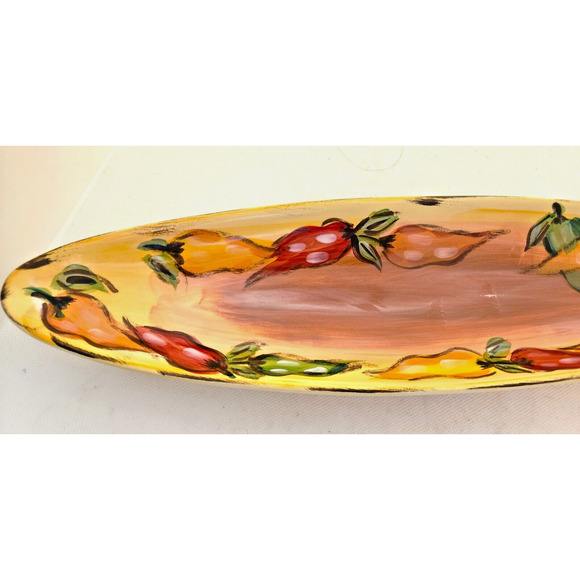 OLIVE/CONDIMENT/BREAD DISH-Tabletops Gallery-Long Narrow-Hand Painted/Crafted - Picture 2 of 11